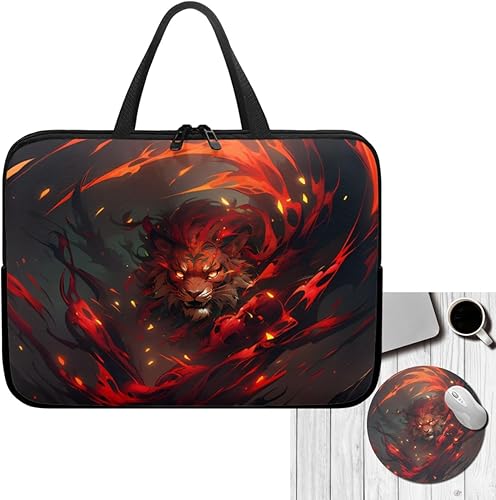 Funda para laptop con diseño de león de fuego para niños, estética, genial funda para Chromebook, 2 fundas de transporte para laptop, funda disponible en Yaxa Peru