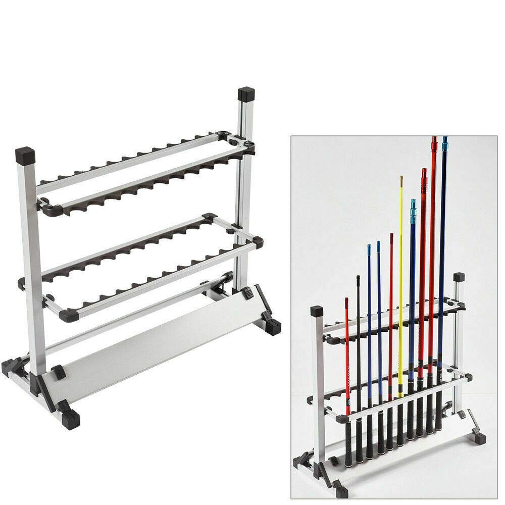 Supporto Per Canne Da Pesca Regolabile – Tiene 24 Canne, Con Scanalature In EVA E Protezione In Nylon, Salvaspazio Per Casa, Barca O Negozio (71,5x31x70 Cm)