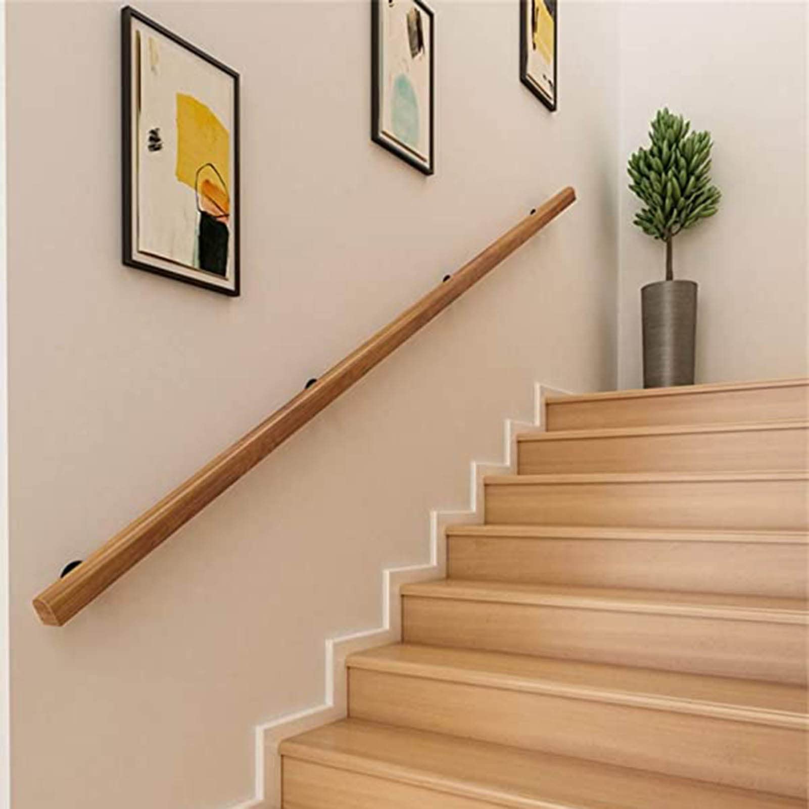 LQSYBHD Stair Railing Indoor Wood, Sturdy Hand Rails for Indoor Stairs, Non-Slip Stair Handrails for Corridor, Lofts, Patio, Kindergarten, Wall Mounted Staircase Grab Bar for Elderl(Size:4.6ft/140cm)