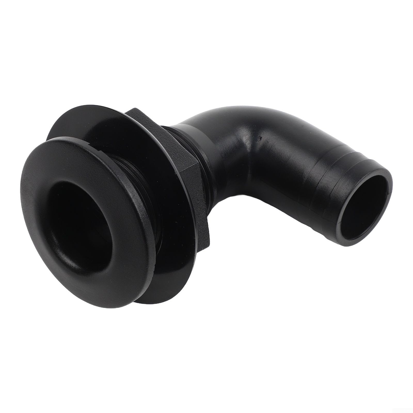Lapiglo Nylon 90 Degree Elbow Drain Outlet for Boat Bilge Pump, Barbed Thru Hull Fitting 33mm Thread Marine Hose Connector(Black)