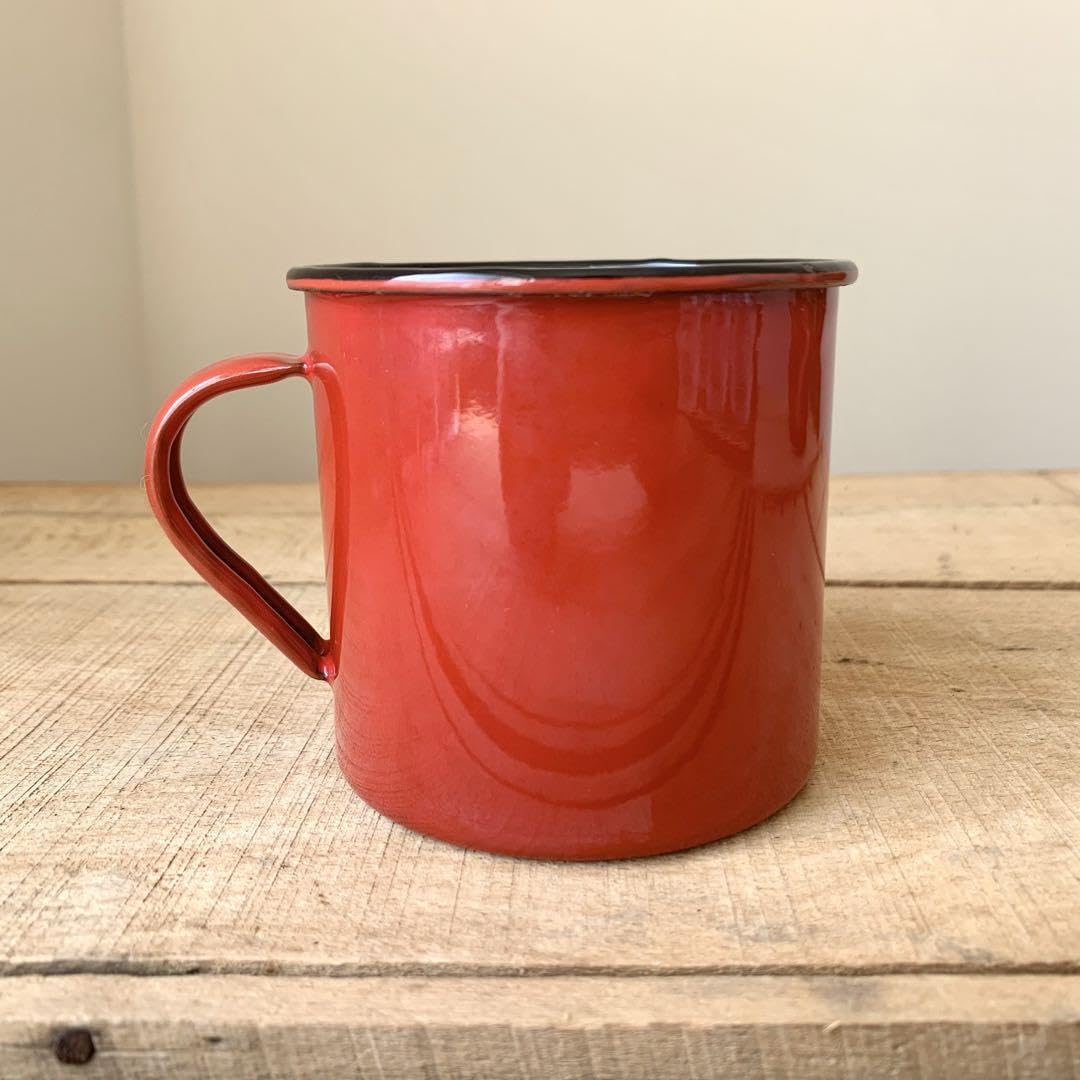 Amazon.co.jp: 年代物 レトロ 琺瑯 ホーローマグカップ大 赤 1個  