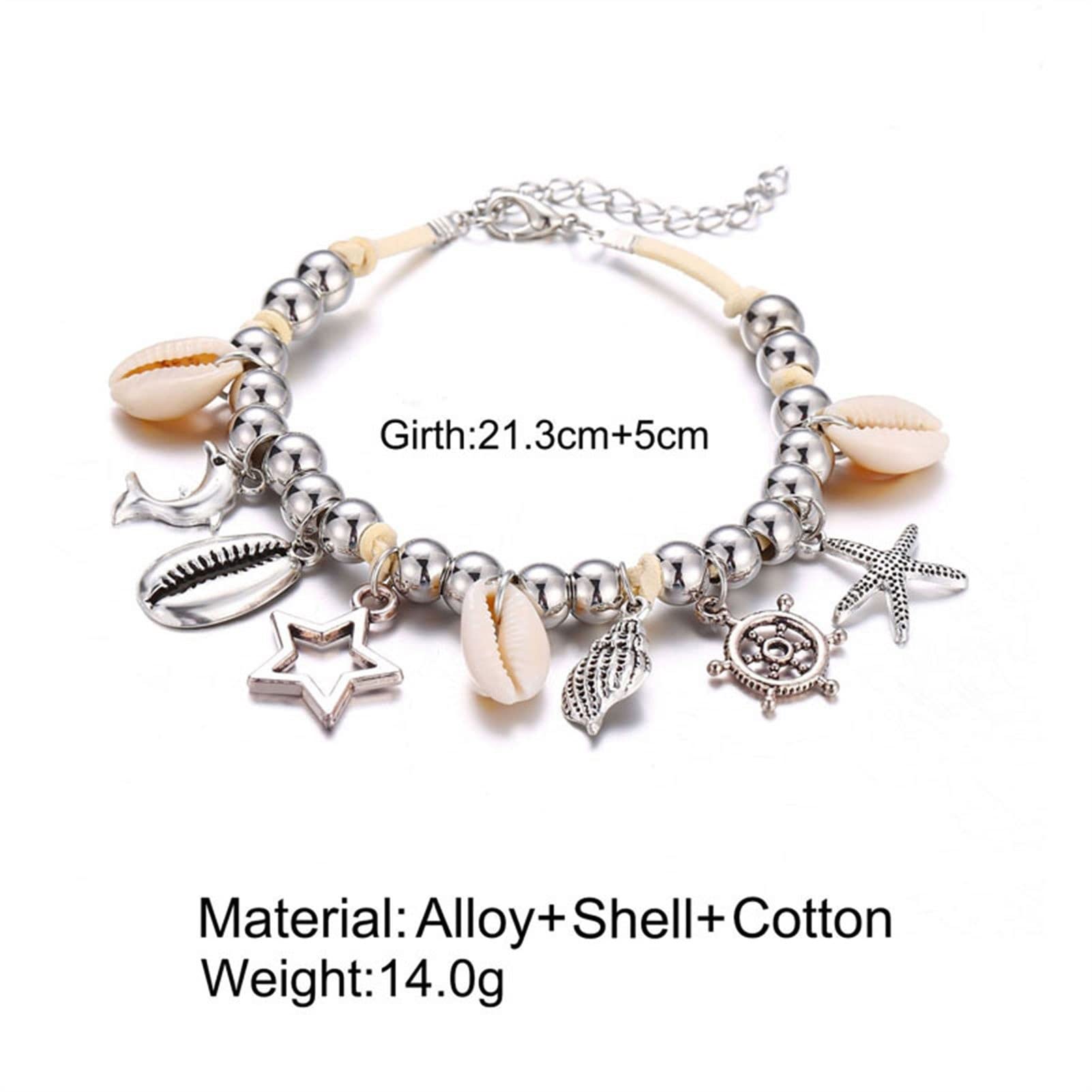 Fußkettchen für Damen, Delfin-Seestern-Design, Fußkettchen mit Muschelanhängern, Strand-Stil, Fußkettchen, Kette, Damenschmuck, Accessoires, Damen-Fußkettchen