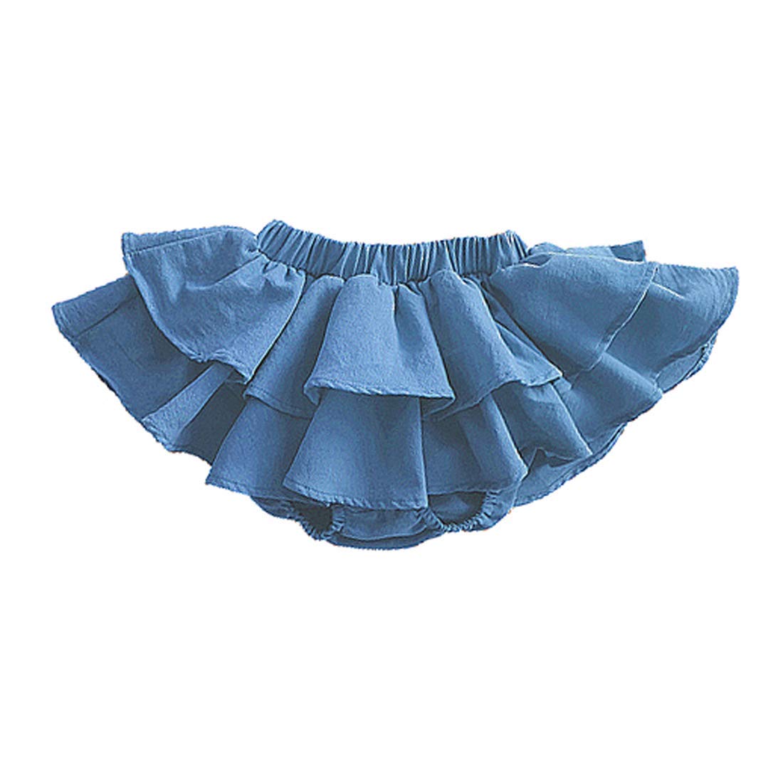 DINGDONG'S CLOSET Baby Tollder Kid Girls Cotton Solid Ruffle Diaper Cover Bloomers Short Skirt (Light Blue,18-24M)