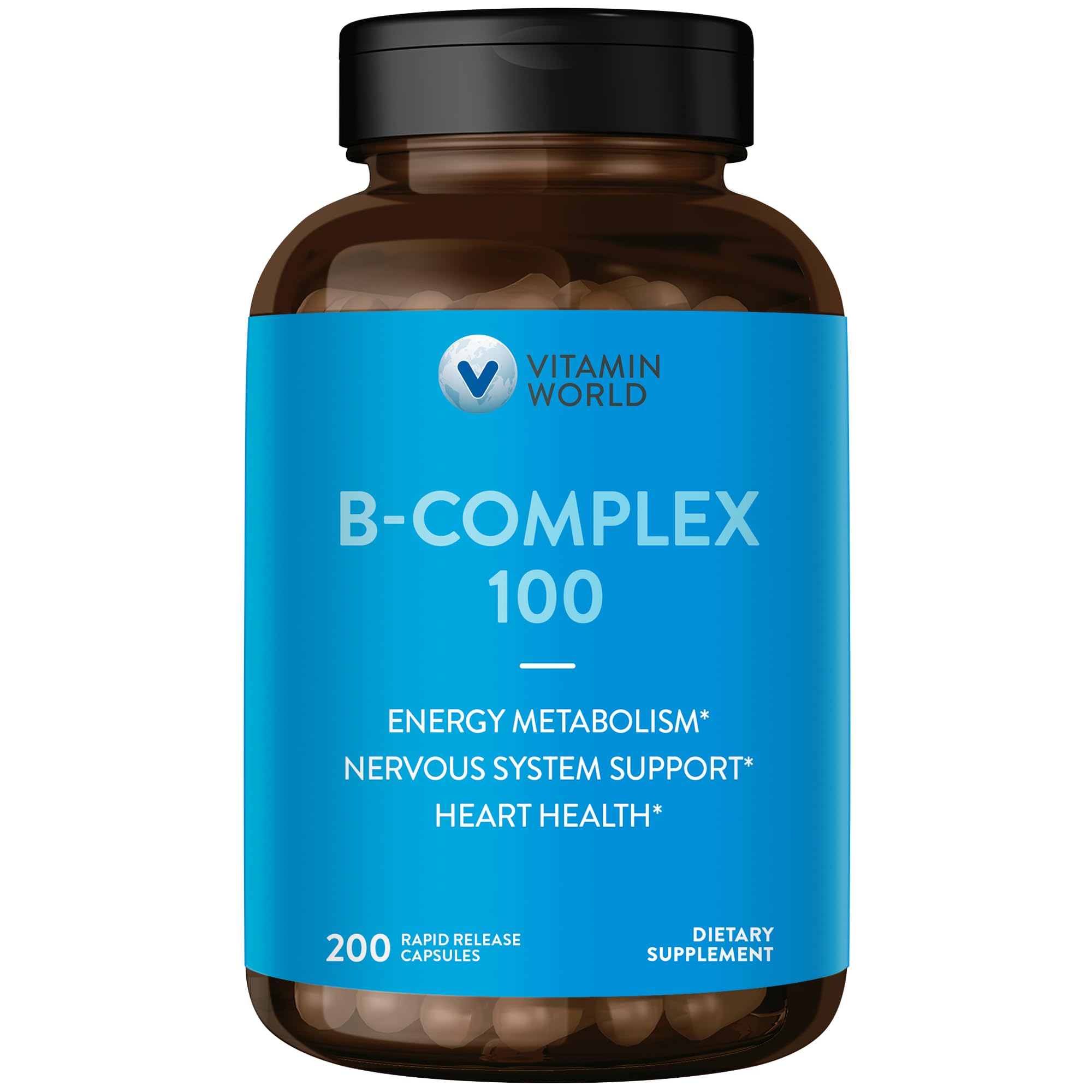 Vitamin World B-Complex 100, B-Vitamins 200 Rapid Release Capsules