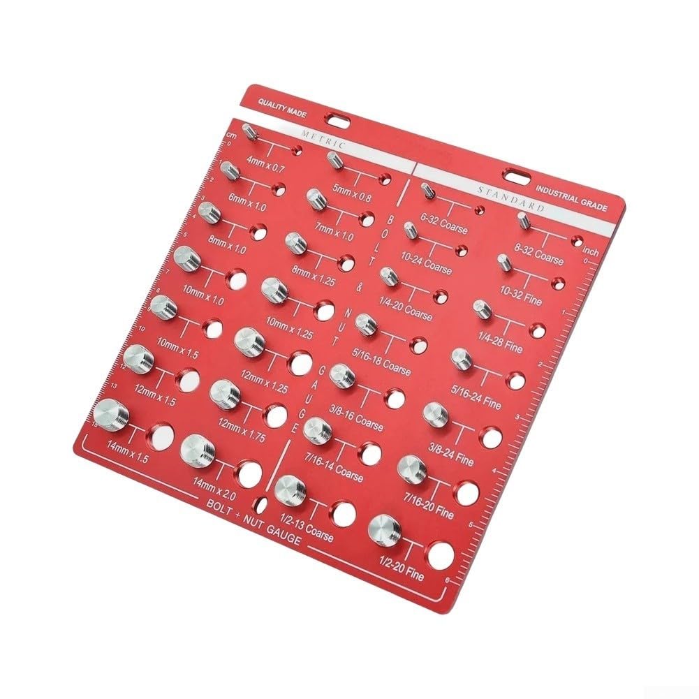 Calibro di filettatura preciso in lega di alluminio, set per viti metriche e SAE, identificazione rapida in officina e auto, robusto strumento di misurazione anodizzato, 22,5 x 21,3 x 3 cm