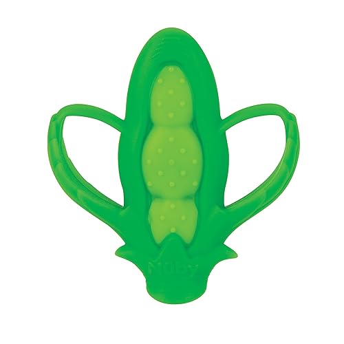 Miniatura 4 de Nuby Mordedor de frutas y verduras de silicona de 2 asas 3 meses maíz