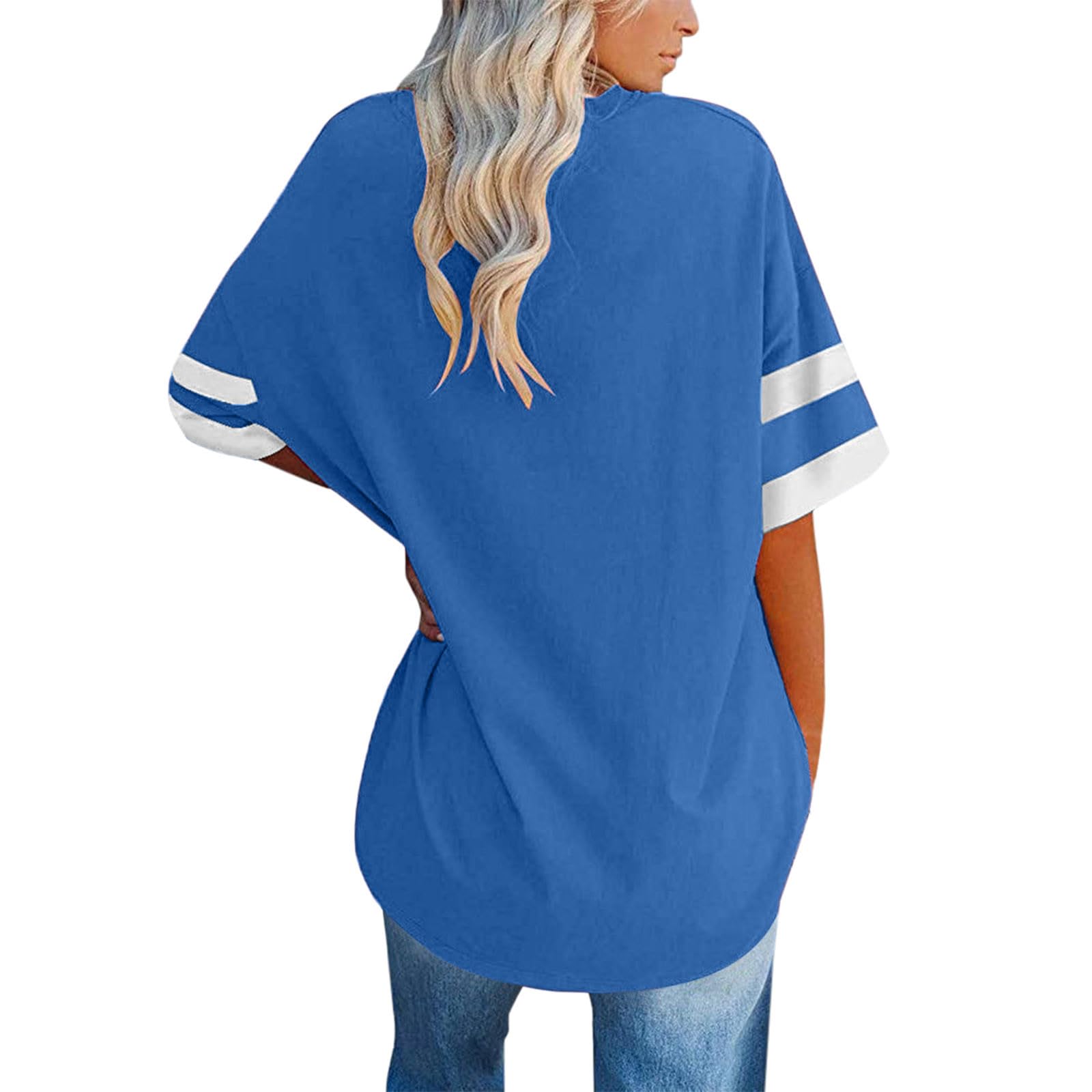 Camiseta de dormir, camiseta rosa para mujer, parte superior púrpura, camiseta roja a rayas de fútbol, blusa larga para verano, adolescentes, para hombre, rayas blancas, azul, algodón naranja, deporte