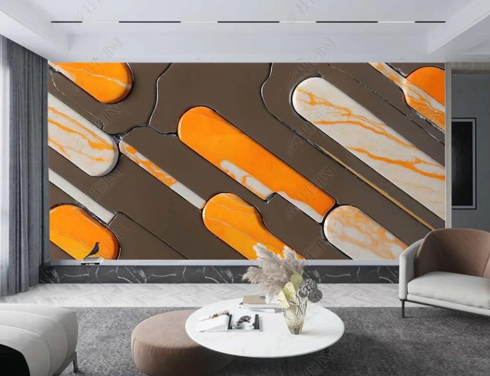 Papier peint intissé marbre orange géant mural 450x315 cm