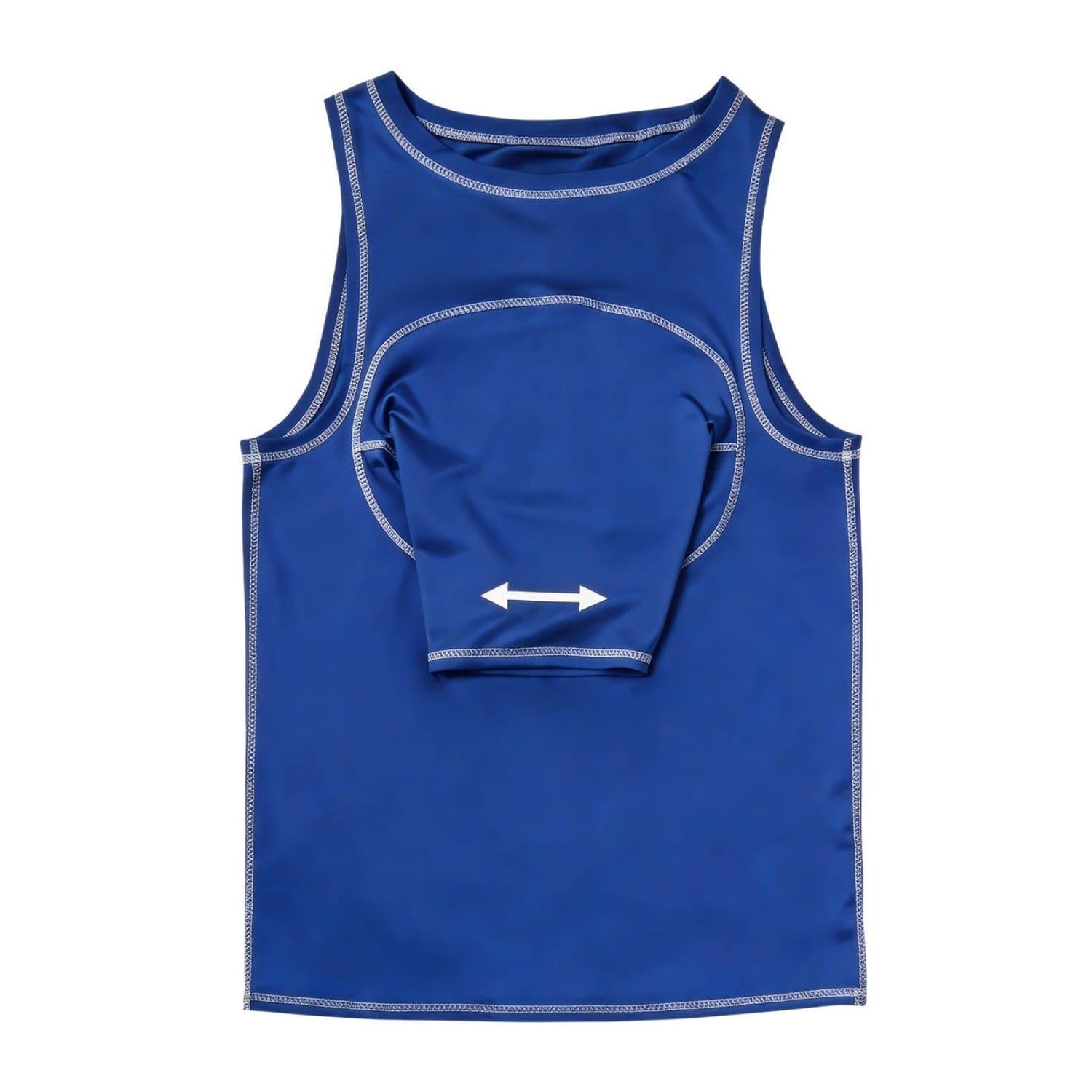 Stretch Material Sleeveless Golf Practice Vest Contrast Stitched Trim One-Sleeve Training Top Fitted Athletic Shape Swing Training Vest Round Neckline for Golfers, Blue, S-image-5