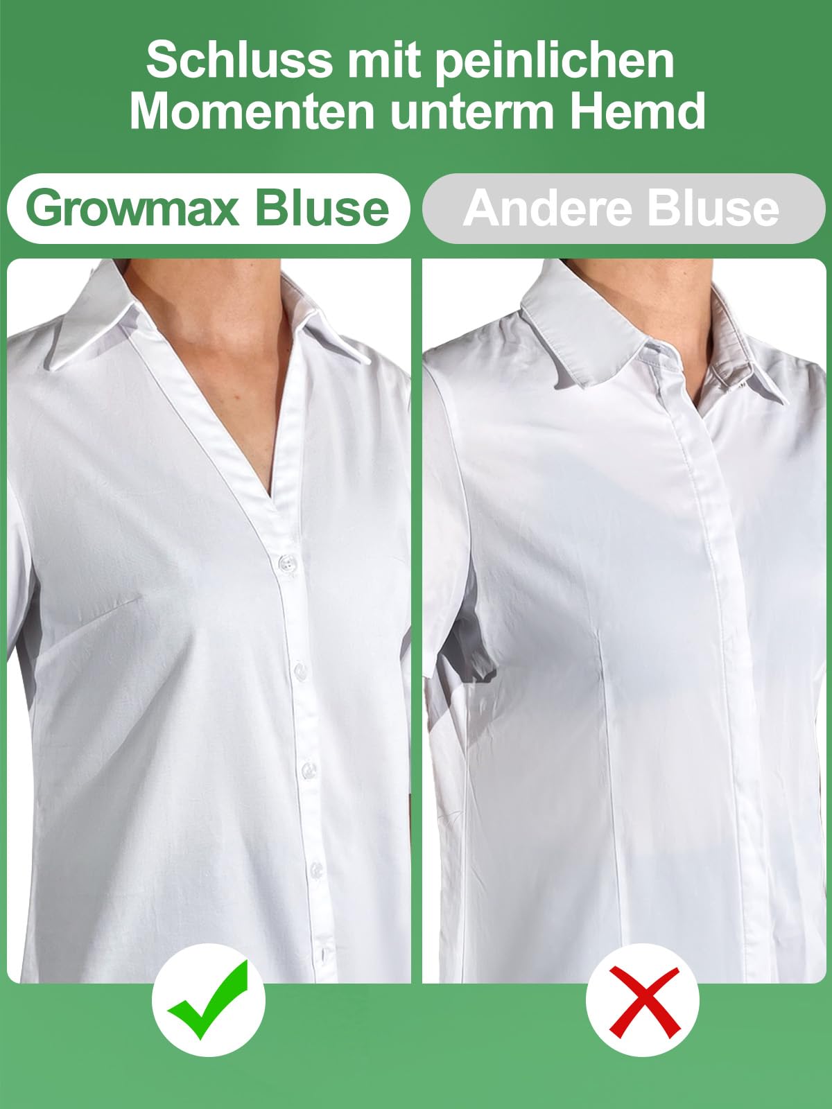 Bluse Damen 3/4 Ärmel Hemdbluse 100% Baumwolle Blusen Damen Sommer V-Ausschnitt Business Blusen Weiße
