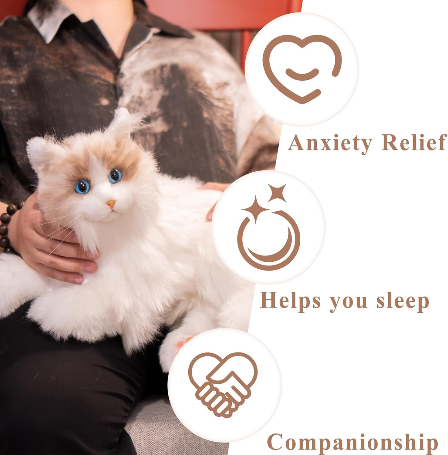Chongker Gato robot realista – Mascota interactiva, gato de peluche con salida de voz, latido del corazón y ronroneo, mascota robot emo para padres, personas mayores, regalo para madre