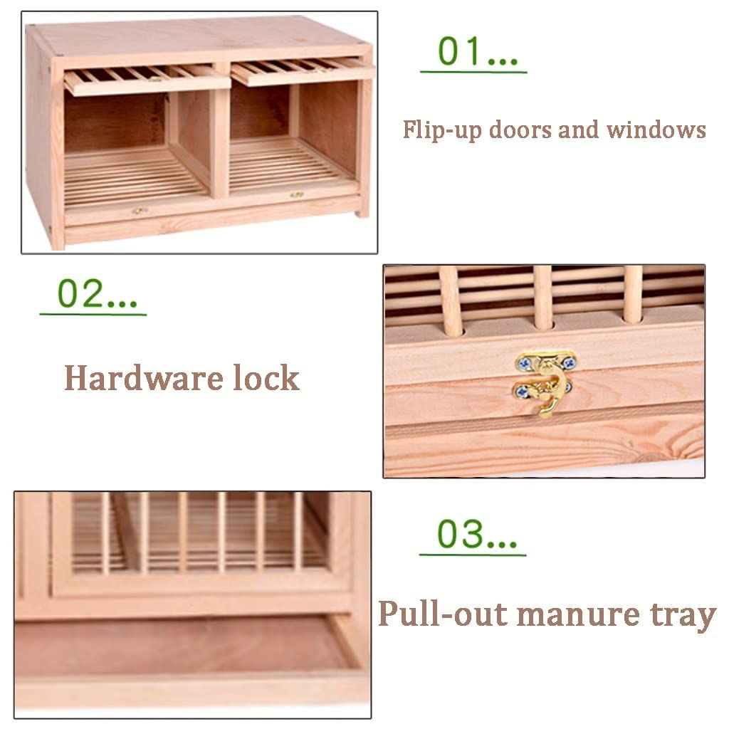 Jaula de Madera Resistente para Palomas con Bandeja extraíble para estiércol, transportín para Palomas mensajeras de fácil instalación, Disponible en Varios tamaños (Natural, 80 * 40 * 45 cm