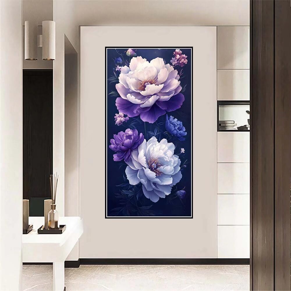 Pintar por Numeros Flor Pintar por Numeros Niños,Pintura por Numeros Adultos y Principiantes, Manualidades Niños 10 Años DIY Paint by Numbers Kit Completo,para Decoración Hogar 20x40 inch Peonía-y1307