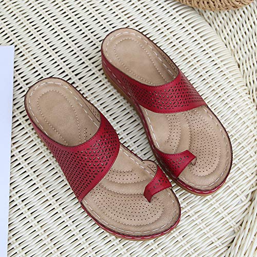 Women's Hollow ls Wedge Heels Clip Toe Bunion Corrector Flip Flops Summer Slippers4