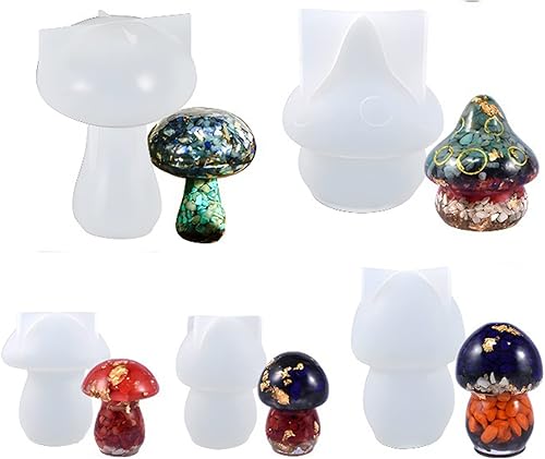 Tarros de hongos moldes de silicona para resina epoxi con tapa molde de resina para dulces joyas llavero y contenedor de aretes decoración del hogar