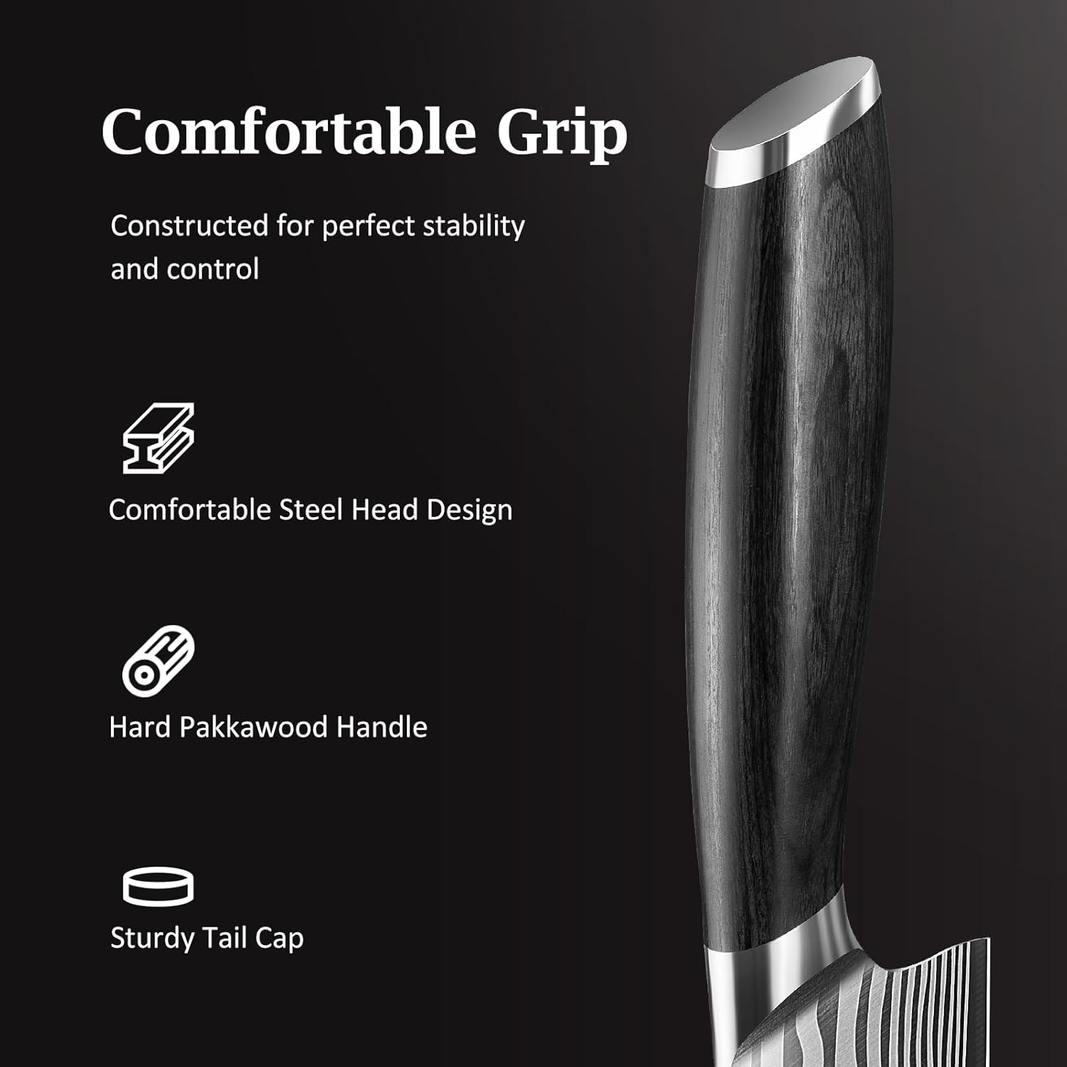 HOSHANHO 3 Pieces Knife Set, Professional High Carbon Powder Steel Kitchen Knife Set, Ultra Sharp Knives Set for Kitchen with Elegant Gift Box - Image 4