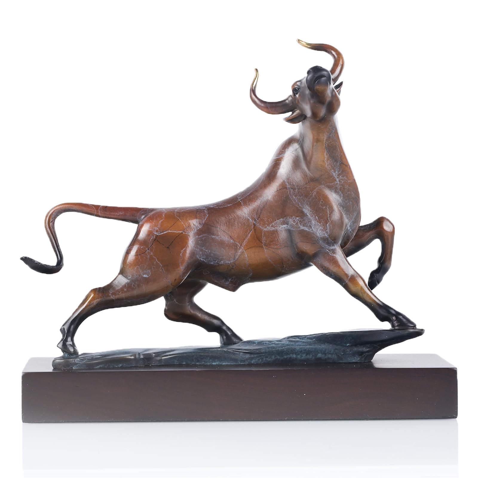 Bronze Wall Street Bull Statue Stock Market Charging Bull Sculpture - Animal Figurine Home Decor Gift, Bull/Cow/Ox Figure Statues and Sculptures Home Office Decor