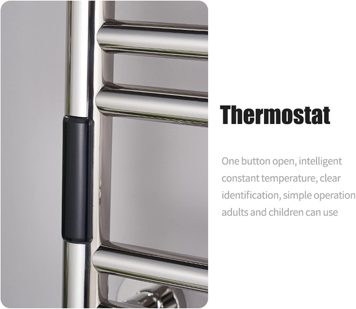 Electric Heated Towel Rail with Timer, 8 Bar Wall Mounted Towel Warmer Drying Rack with Top Shelf, Constant Temperature 304 Stainless Steel Bathroom Towel Radiator, 80W,Black,Hadrwired (Black Plug in)