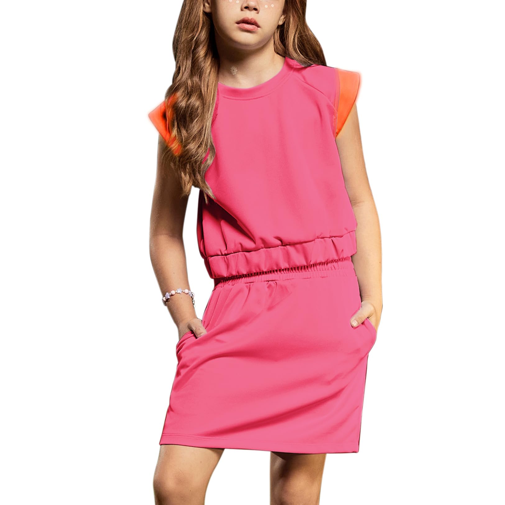 CHILDRENSTAR Girls 2 Pieces Tracksuit Summer Fall Crewneck Crop Tops and Skirts Pocketed Kids Casual Skort Sets