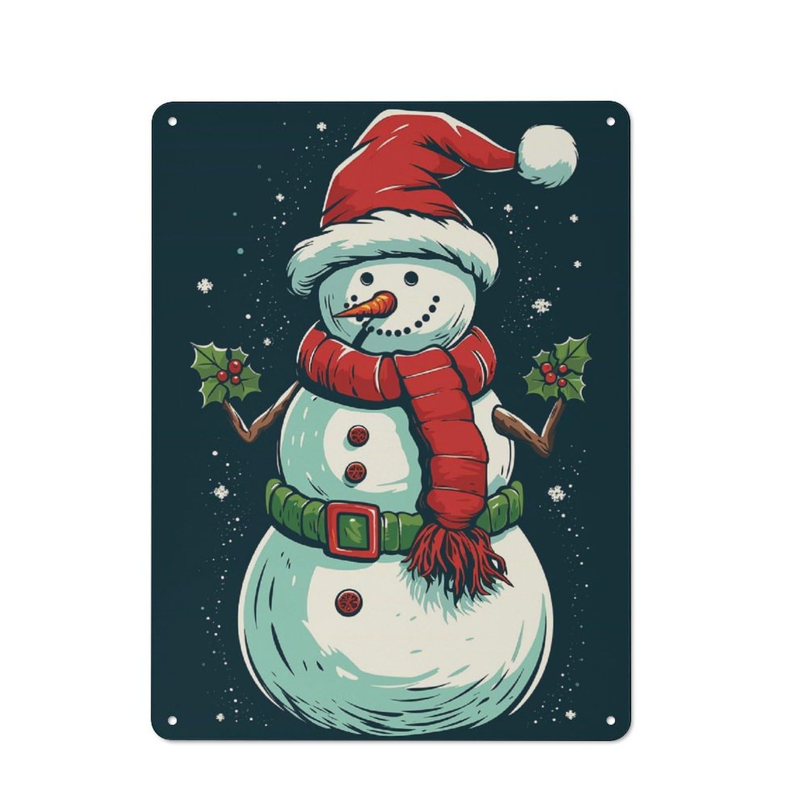 Junmoney Snowman Retro Tin Wall Plaque 40X30cm With For Living Room Or Hallway, A Decorative Christmas Gift For Hallway Decor Fans