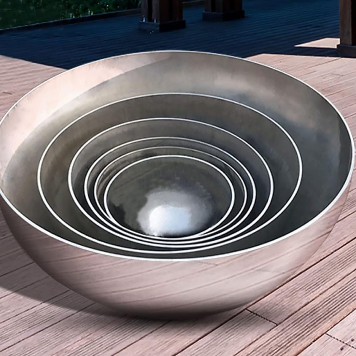 INOOMP Set 5 Sfere a Mezza Sfera in Acciaio Lucidato per Decorazioni Riflettenti da Giardino, Dimensioni Multiple per Uso Esterno Estivo