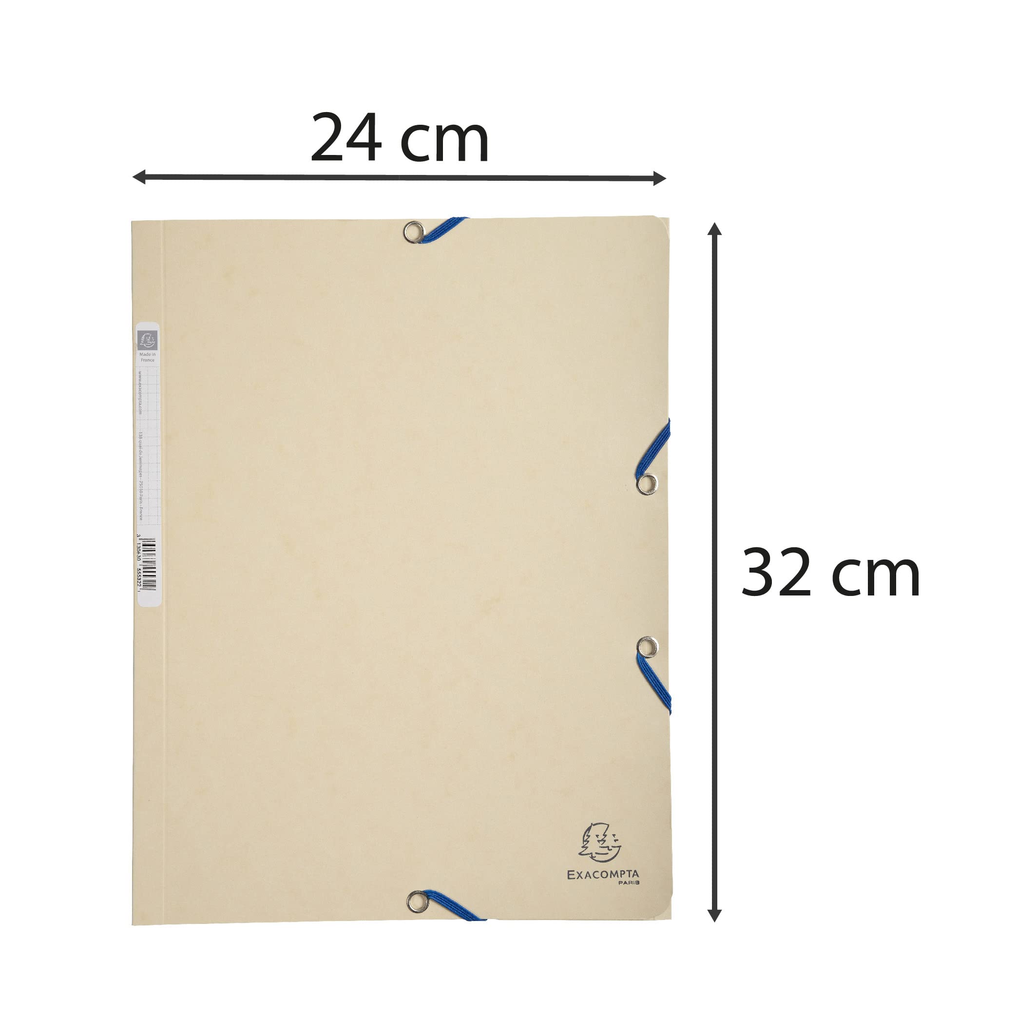 Exacompta 55532E Premium Eckspanner-Mappe. Aus extra starkem Colorspan-Karton DIN A4 mit 2 Gummizügen elfenbein Sammelmappe Dokumentenmappe ideal für Büro und Schule