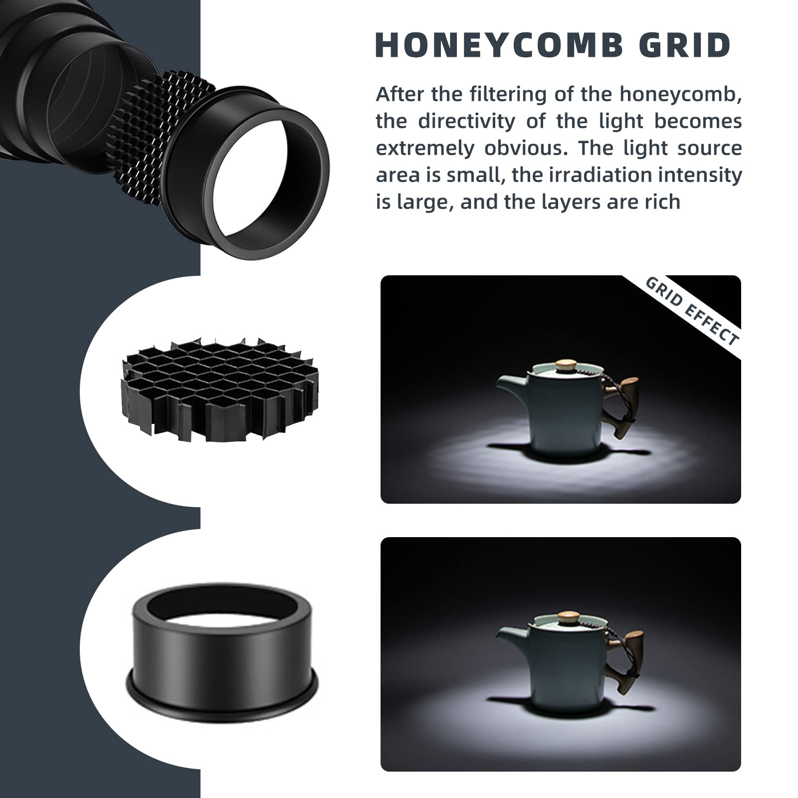 con 5 filtri Filtro a Montaggio Conico Regolabile Snoot Bowens Mount Light Beam Tube Snoot Grid Ampia applicabilità per Luce stroboscopica da Studio