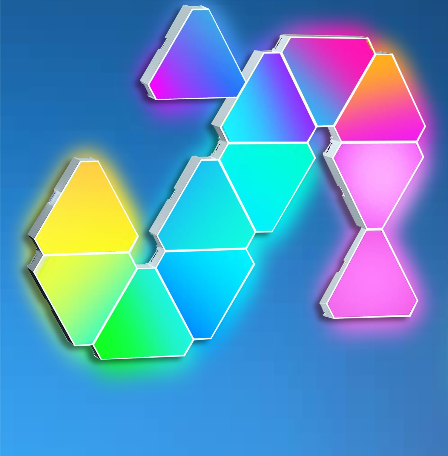 LED Dreiecke Leuchten für Gaming Setup, Smart Home LED Panel Wand RGBIC Wandleuchte Platten Funktioniert mit Alexa Google Assistant, Gaming Zimmer Deko APP/Sprache/Ferngesteuert, Musik-Sync,12 Stk