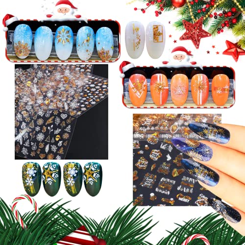 8 Fogli Natale 3D Unghie Adesivi Nail Art