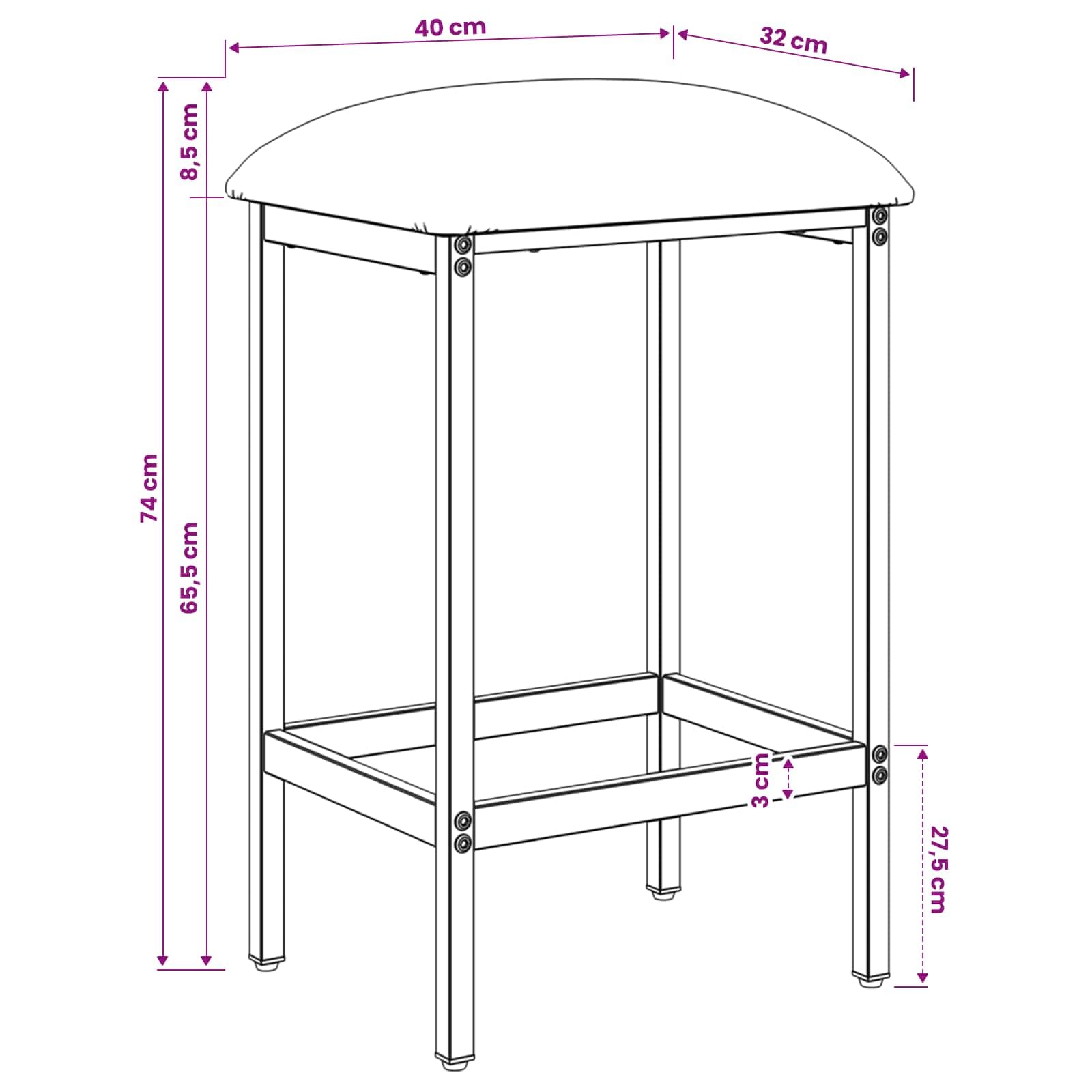 vidaXL Sgabello da bar Nero 40 x 32 x 74 cm Legno ingegnerizzato, Sgabello da Bar Moderno, Regolabile, in Tessuto, Acciaio Zincato, Design Minimalista, Funzionale, per Soggiorno