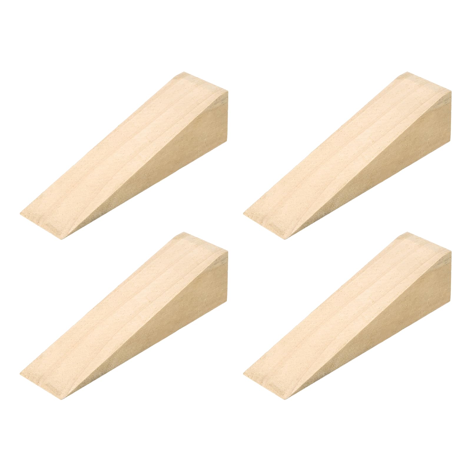 sourcing map 4Pcs Wooden Door Stopper, 150 x 50 x 50mm Non-Slip Solid Wood Door Wedges Triangle Wooden Doorstop Blocks for Chair Caning Home Office Floor