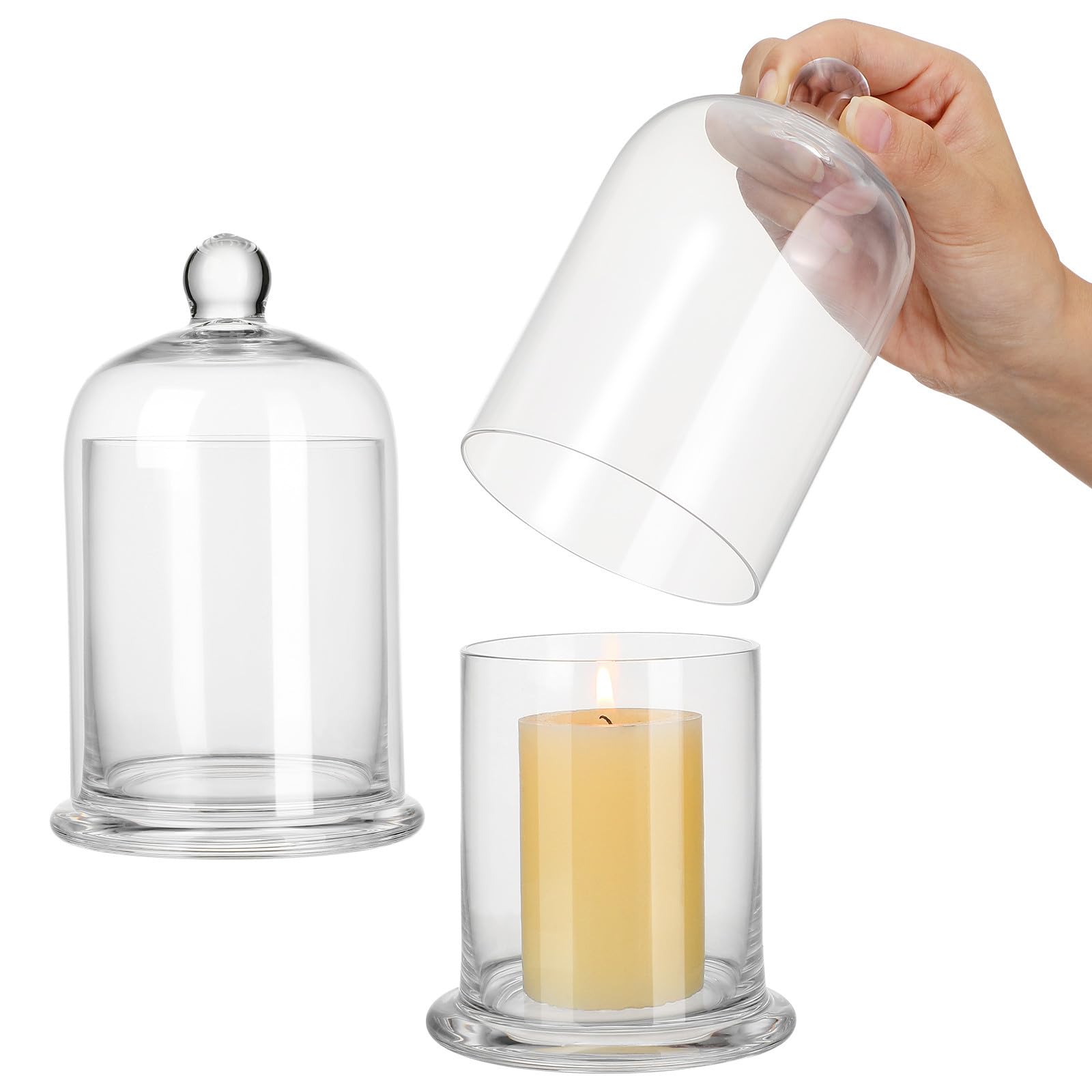 UKCOCO Kerzenbecher Dekorativer Kerzenständer 2 Stück aus Glas mit Schlichtem Design als Geschenk Romantisch und Funktional für Zuhause für Geburtstage und Jubiläen