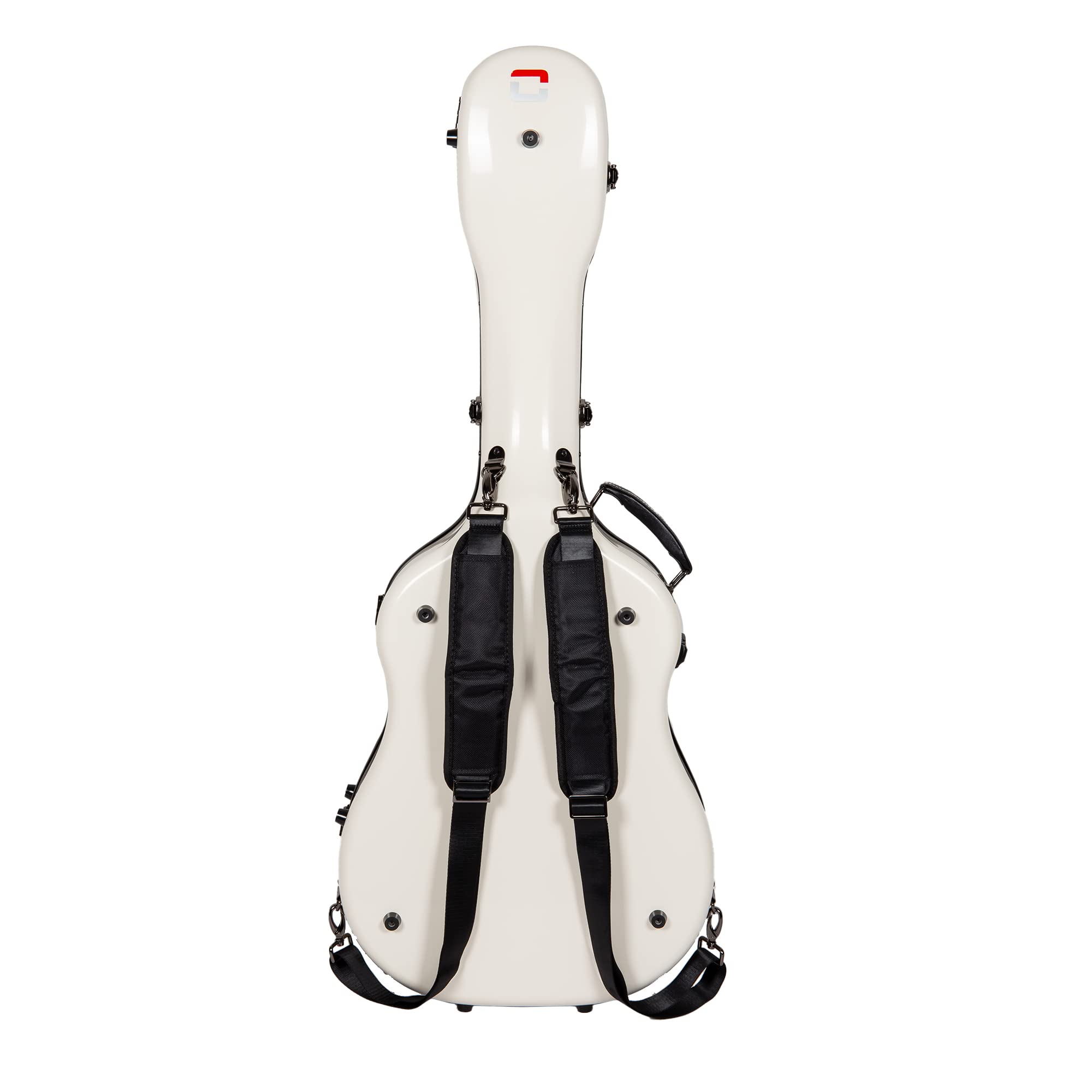 Crossrock Étui Rigide en Fibre de Verre pour Guitare Acoustique dreadnought 40"/41" | Finition Brillante Blanc Laiteux | Serrure TSA, hygromètre, Sangles Sac à Dos, intérieur rembourré Ajustable
