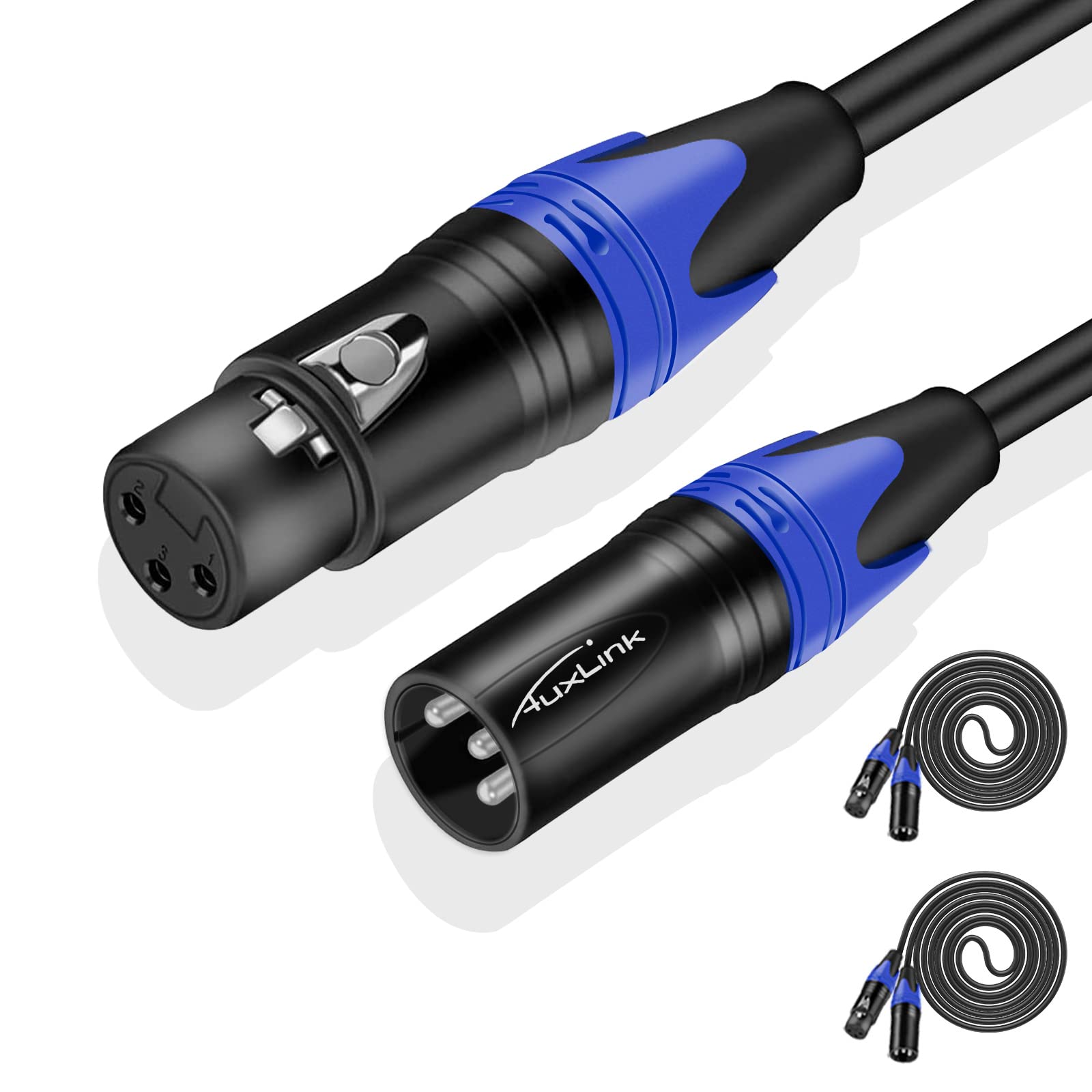 Kabel XLR 15 m, 2 sztuki, kabel mikrofonowy XLR męski na żeński, zbalansowany kabel XLR, odpowiedni do preambuł, systemów głośników, stacji radiowych i innych