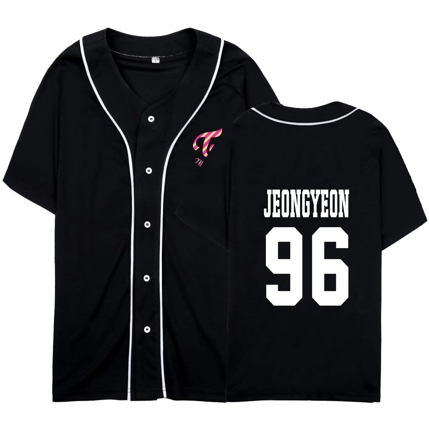 FUJUTANG Baseball Jersey Tzuyu Mina Momo Sana Dahyun Chaeyoung V Neck Hip-Hop T-Shirt
