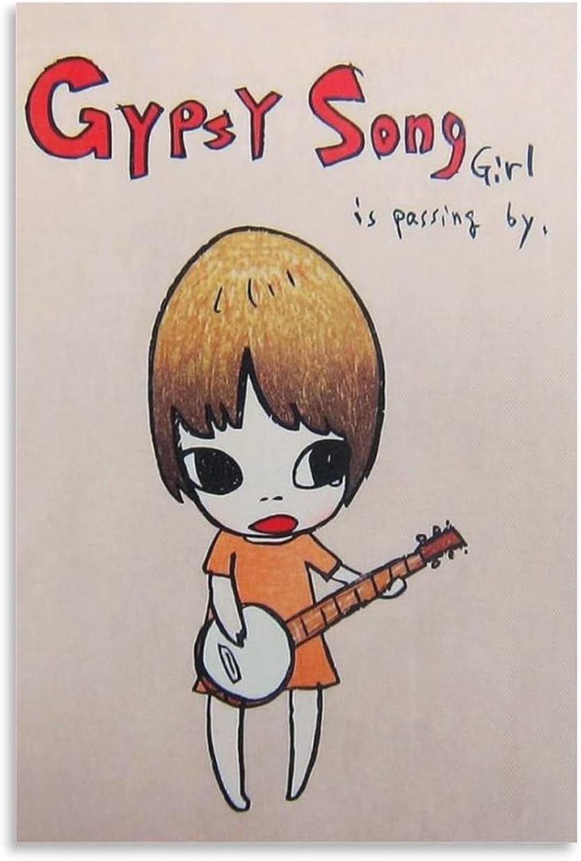 Rikin Liuff Guitar Girl by Yoshitomo Nara Canvas Poster Illustrations Wall Art Painting Yoshitomo Nara Prints for Bedroom Picture Decor 40x55cmx1 Frameless