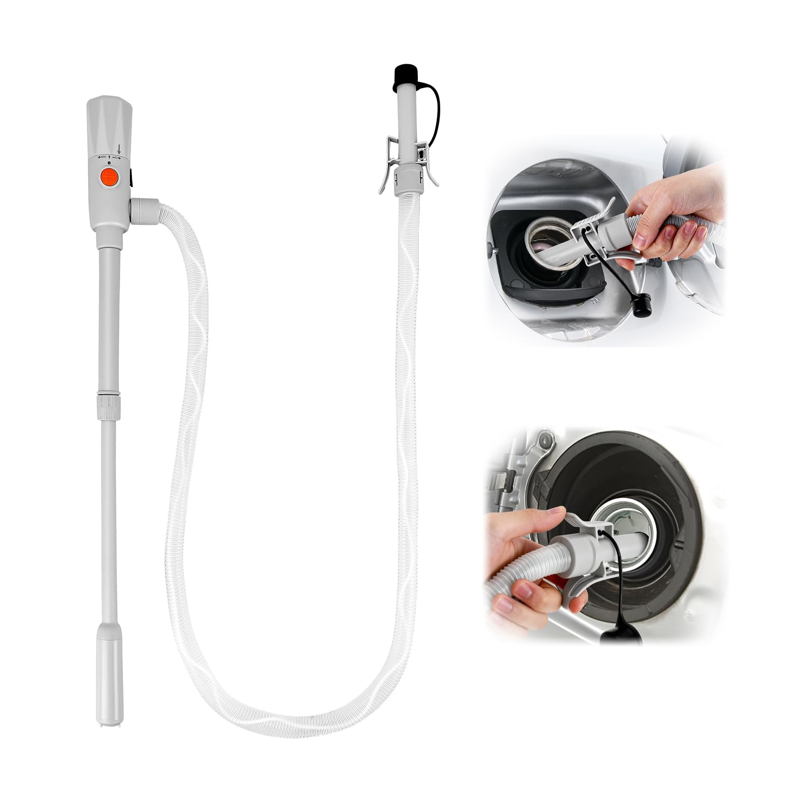 Pompe à carburant électrique avec double raccord (batterie + USB) – Pompe à essence 2,8 GPM 12 LPM, pompe diesel et pompe à huile pour bidons et fûts – Tuyau inclus (batterie + USB)