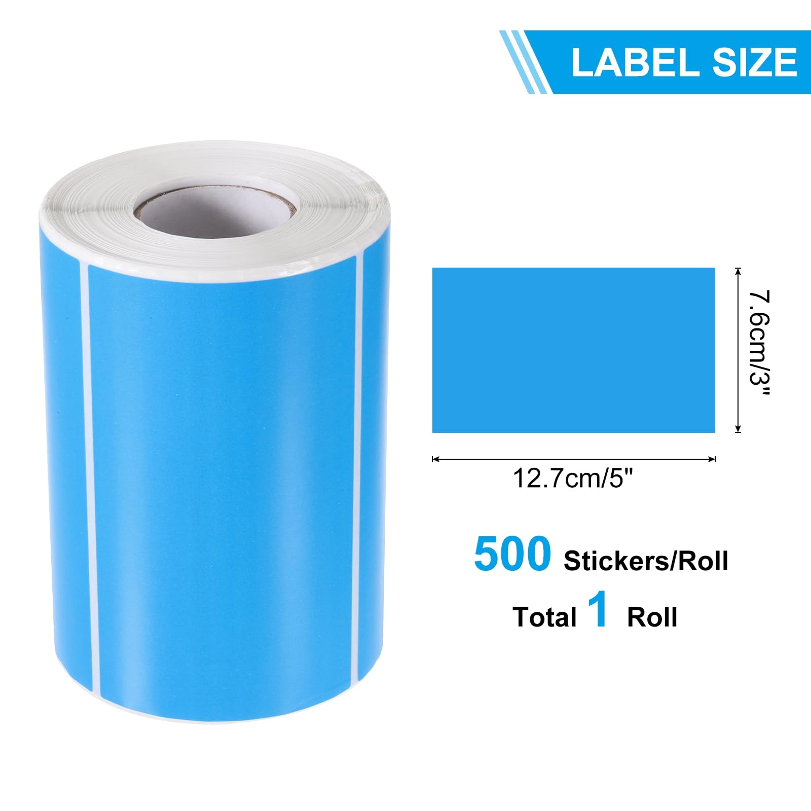 PATIKIL Etichette Adesive Colorate Rettangolari 5" x 3", 500Pz Etichette Adesive Rettangolari Colorate Etichette Adesive per Spostamenti Inventario Imballaggio Scatola, Blu Fluorescente