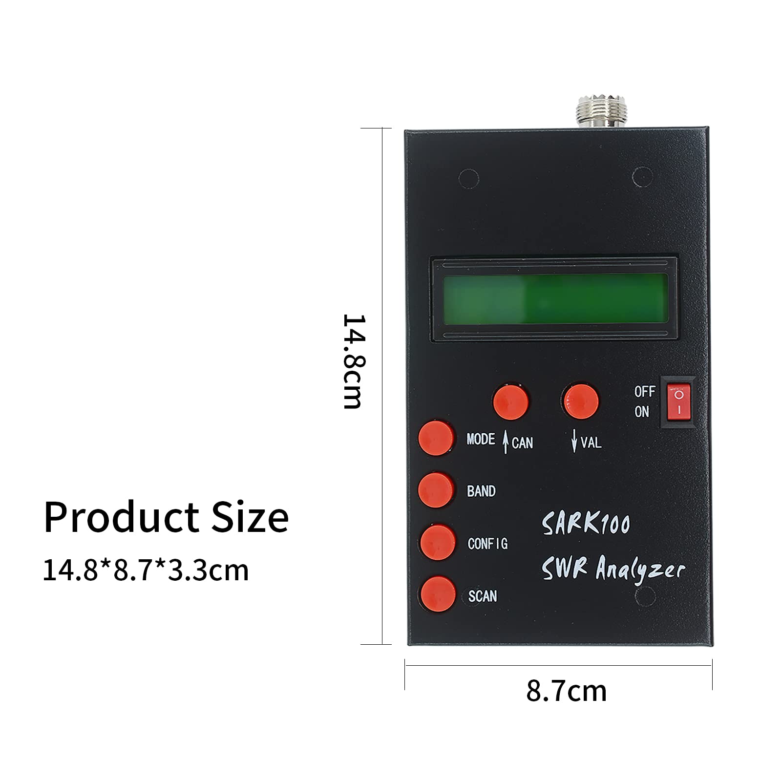 Analizzatore Di Antenne, SARK100 Analizzatore per Antenna Power SWR Meter e Frequenzimetro per La Misurazione Della Capacità Di Impedenza 1-60 Mhz