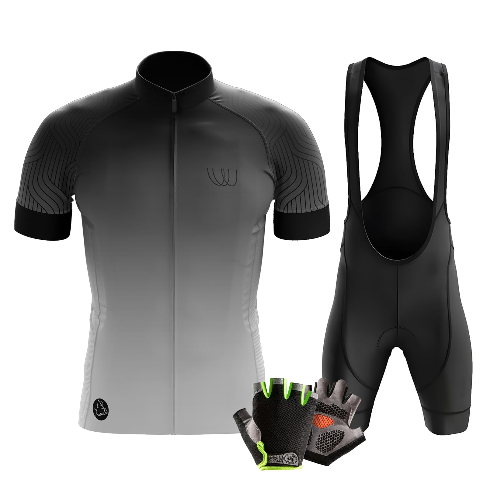 Herren Kurzarm Fahrrad Trikot Set - Rennrad Radhosen mit Halbfinger Sommer Fahrradhandschuhe