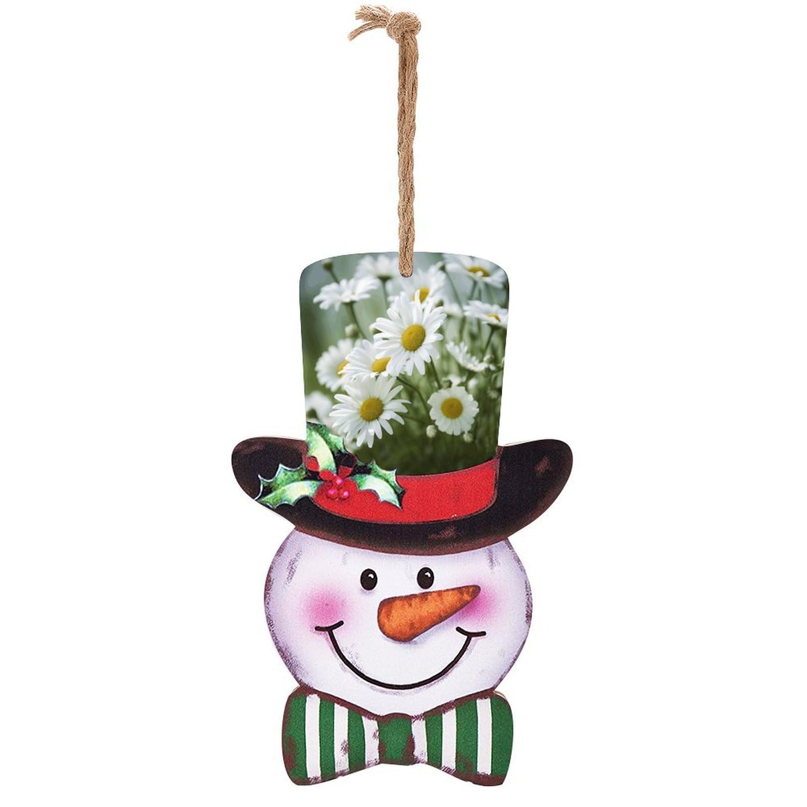 Daisies Flower Snowman Decor Christmas Snowmans Hanging Decors Wooden Exquisite Holiday Decoration Sign for Home Window Wall Farmhouse Indoor Outdoo