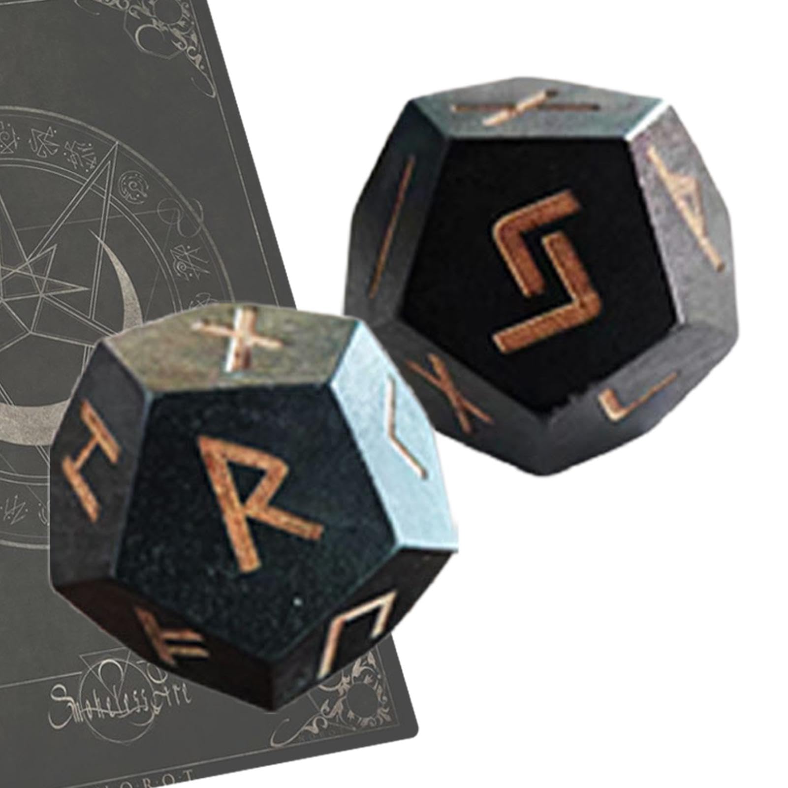Set di rune da divinazione generico, Set di dadi da divinazione Set di rune Futhark antico intagliato da 2 pezzi Dadi runici piccoli per intrattenimento di viaggio Set di rune da collezione per la med