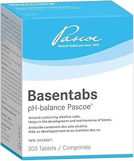 Pascoe - Basentabs pH balance - 200 tablets – Antacid containing alkaline salts. Helps in the development and maintenance of bones – Proven high alkalinizing capacity – Calcium Carbonate, Sodium bicarbonate, Magnesium Carbonate, Sodium phosphate, Potassium bicarbonate, Zinc