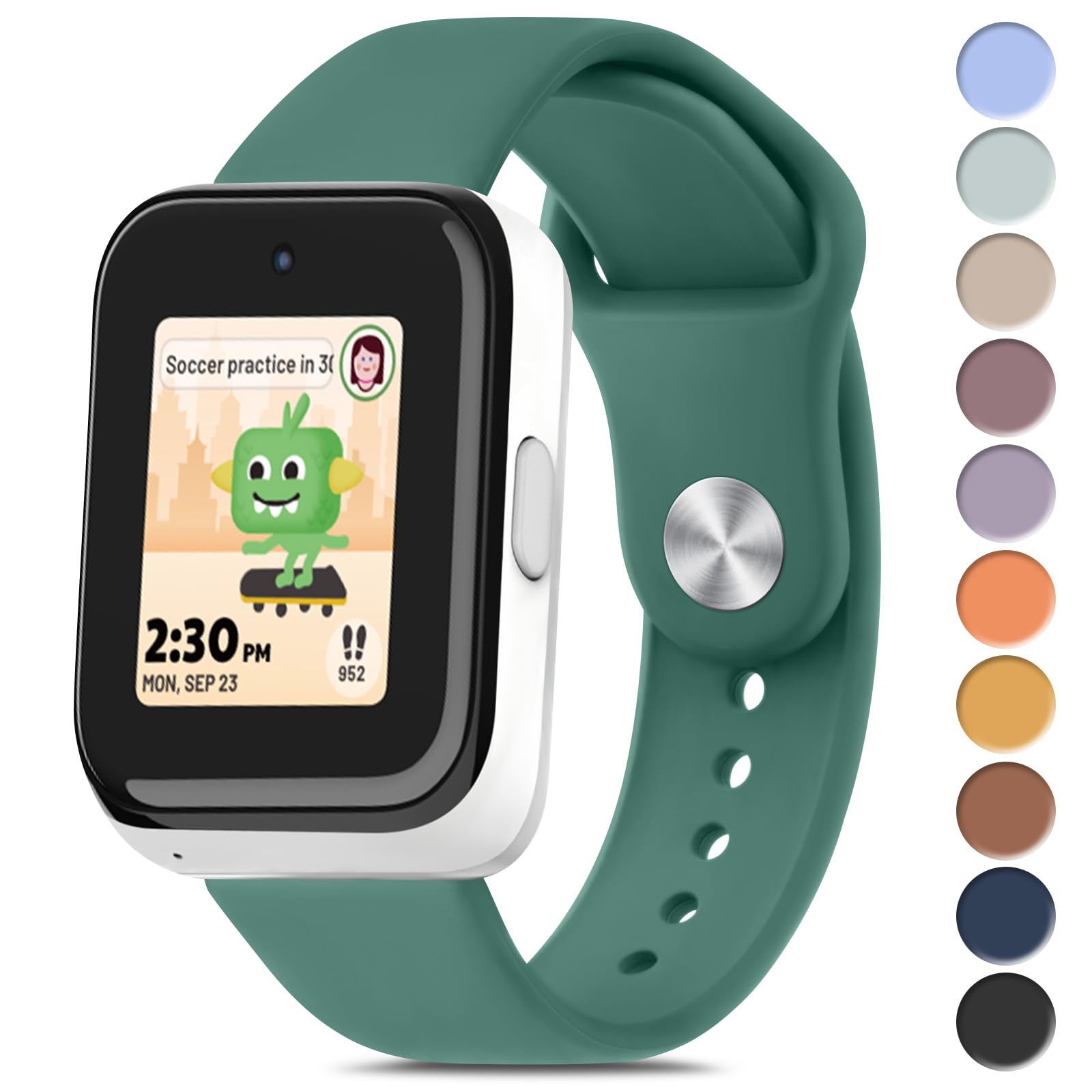 Meliya Silicone Band for T-Mobile SyncUP Kids Watch, Soft Waterproof SyncUP Kids Watch Band Sport Straps Replacement for Boys and Girls, Breathable & Washable (Pine Green)