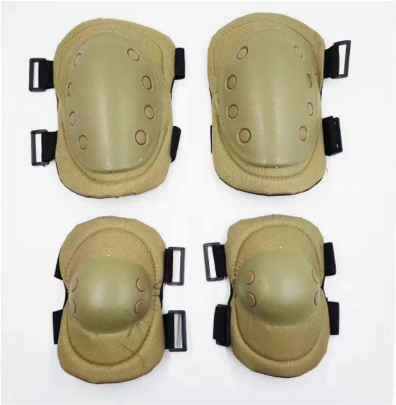 Set Di 2 Ginocchiere E Gomitiere Tattiche, Equipaggiamento Protettivo In Nylon TPU Con Cinghie Regolabili Gancio Anello Schiuma For Ciclismo Ed Escursionismo