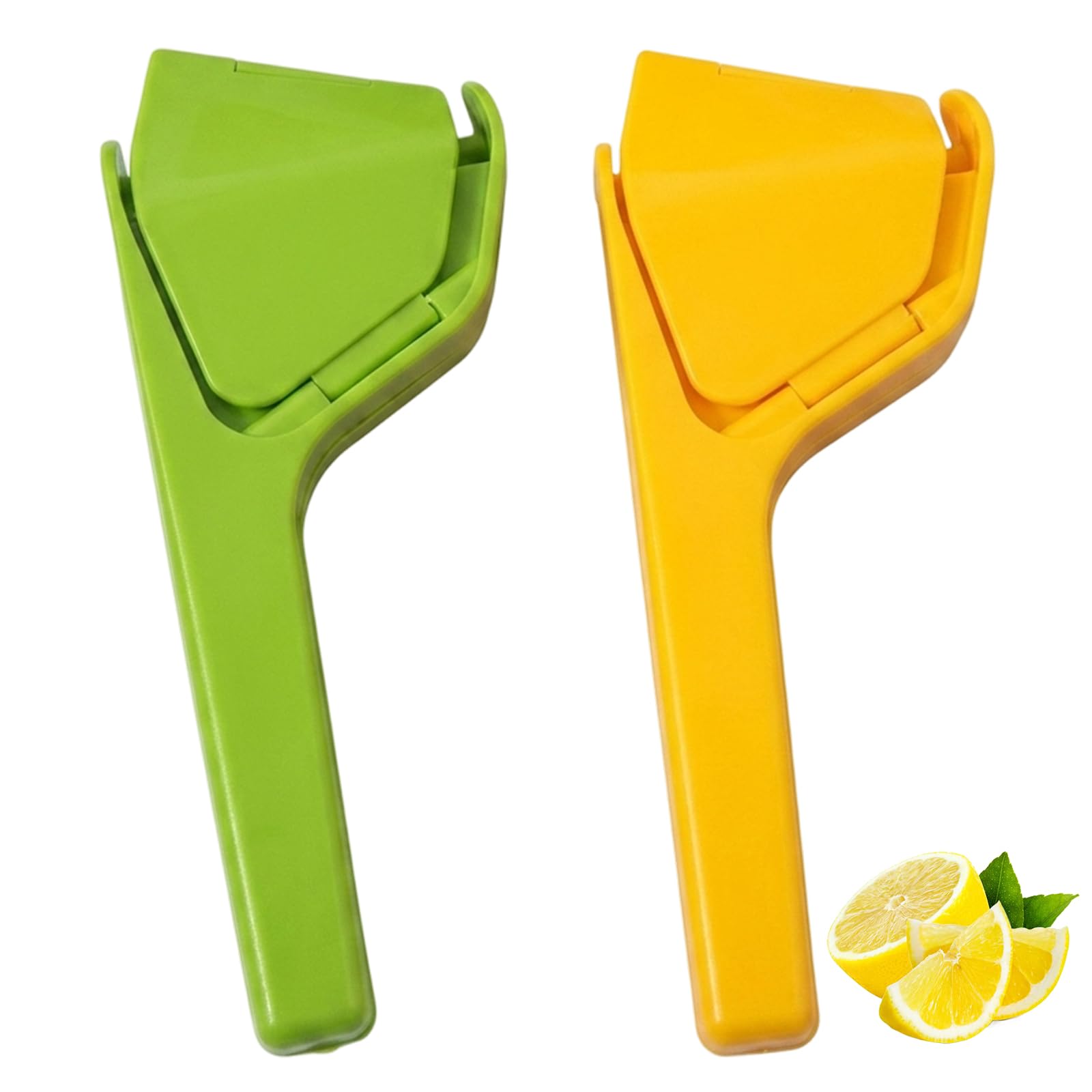 2 PCS Lemon Juicer, Green and Yellow Manual Citrus Squeezer, Hand Fruit Press for Lemon Lime and Orange, Kitchen Tool for Fresh Juice Extraction