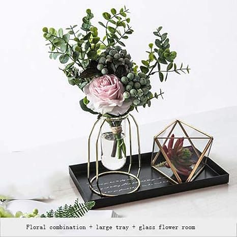 Amazon Insスタイルの花瓶と人工花セット1ピース複数の花の組み合わせ偽の花ガラス花瓶高度なグレードの花飾り ホワイト ピンク ブルー 花器 インテリアボウル オンライン通販