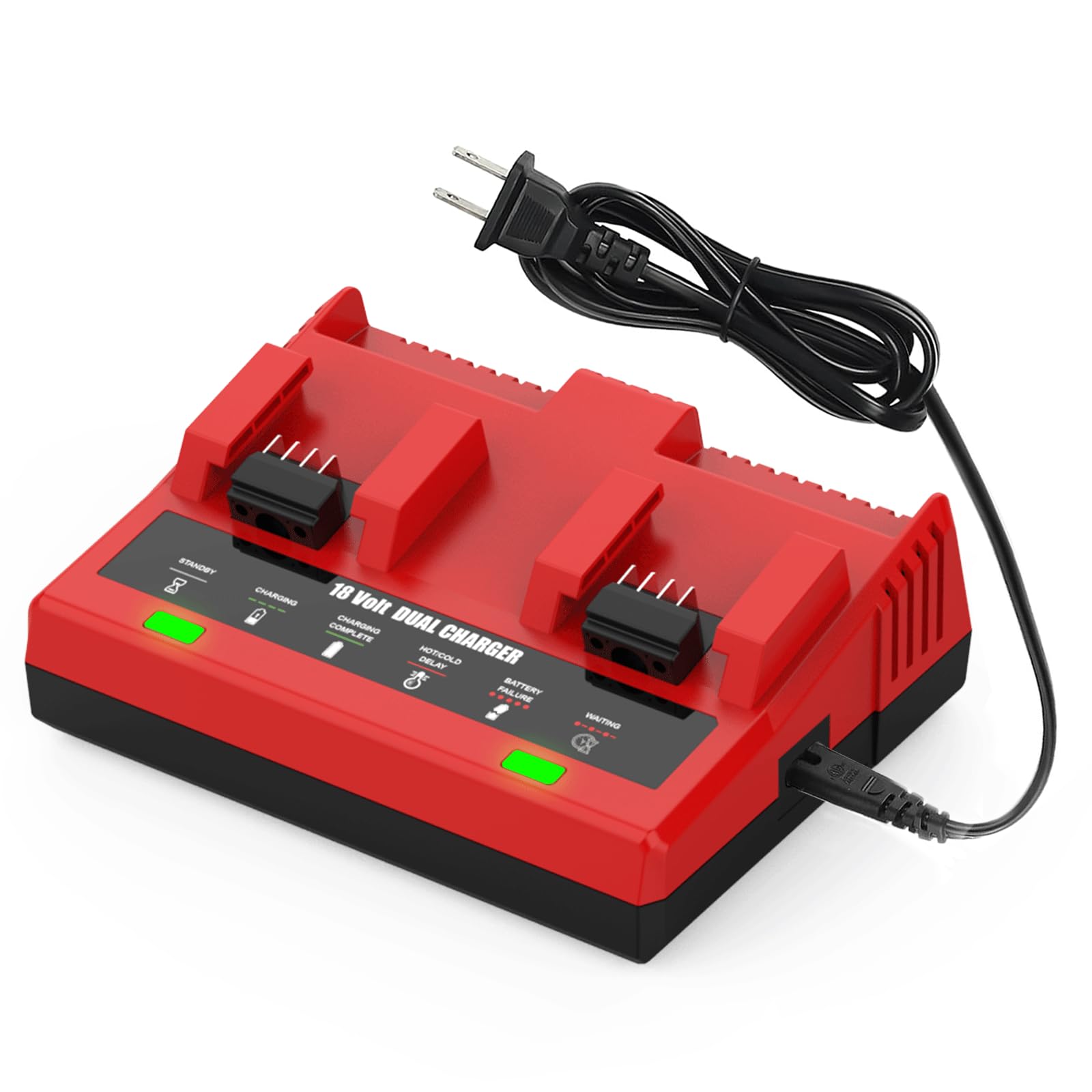 Photo 1 of BECDXPal Dual Port Charger Replacement for Mil-Waukee 18V Charger 48-59-1802 Compatible with Mil-Waukee 18V Battery 48-11-1850 48-11-1840 48-11-30 48-11-20