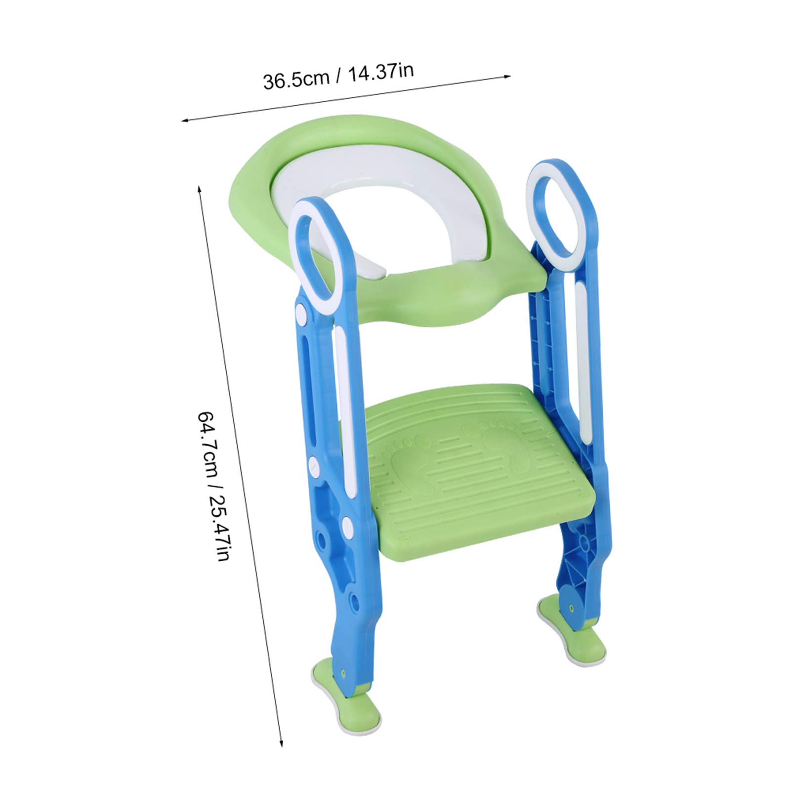 Adaptador para inodoro infantil con escalera, asiento plegable y ajustable en altura, color azul, para niños de 1 a 7 años