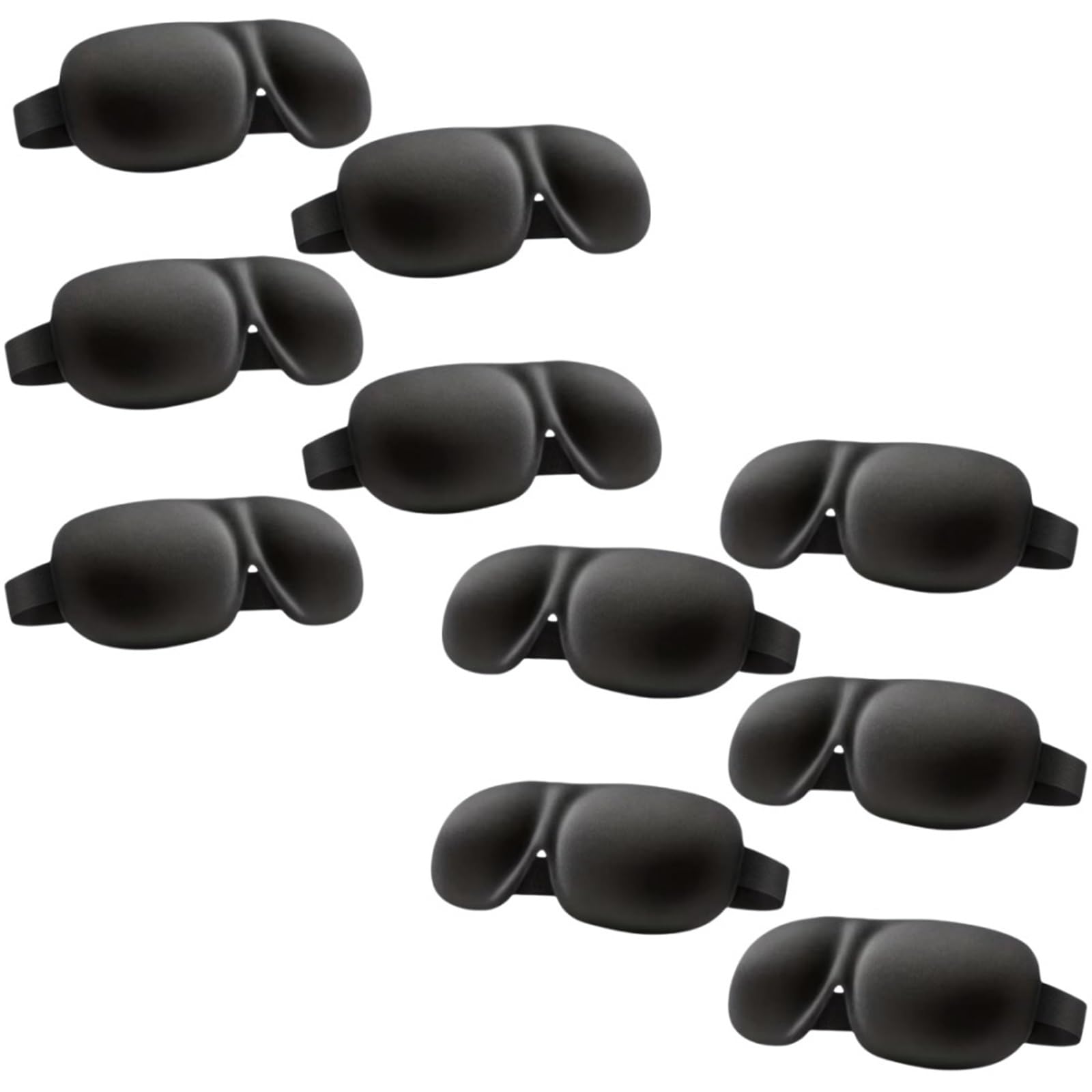 Contoured Sleep Mask Light Blocking Eye Soft Skin-Friendly Material Breathable Cover For Rest Travel Yoga(10pcs without nose black)